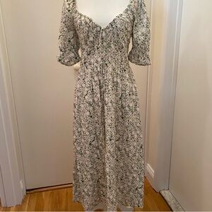 Hill House Floral Midi Dress - White and Green